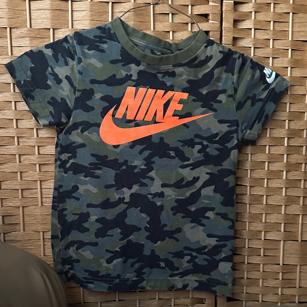 Nike Kids Camo Tee with Orange Logo